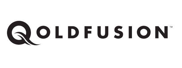 Qoldfusion rectangular brand logo in black