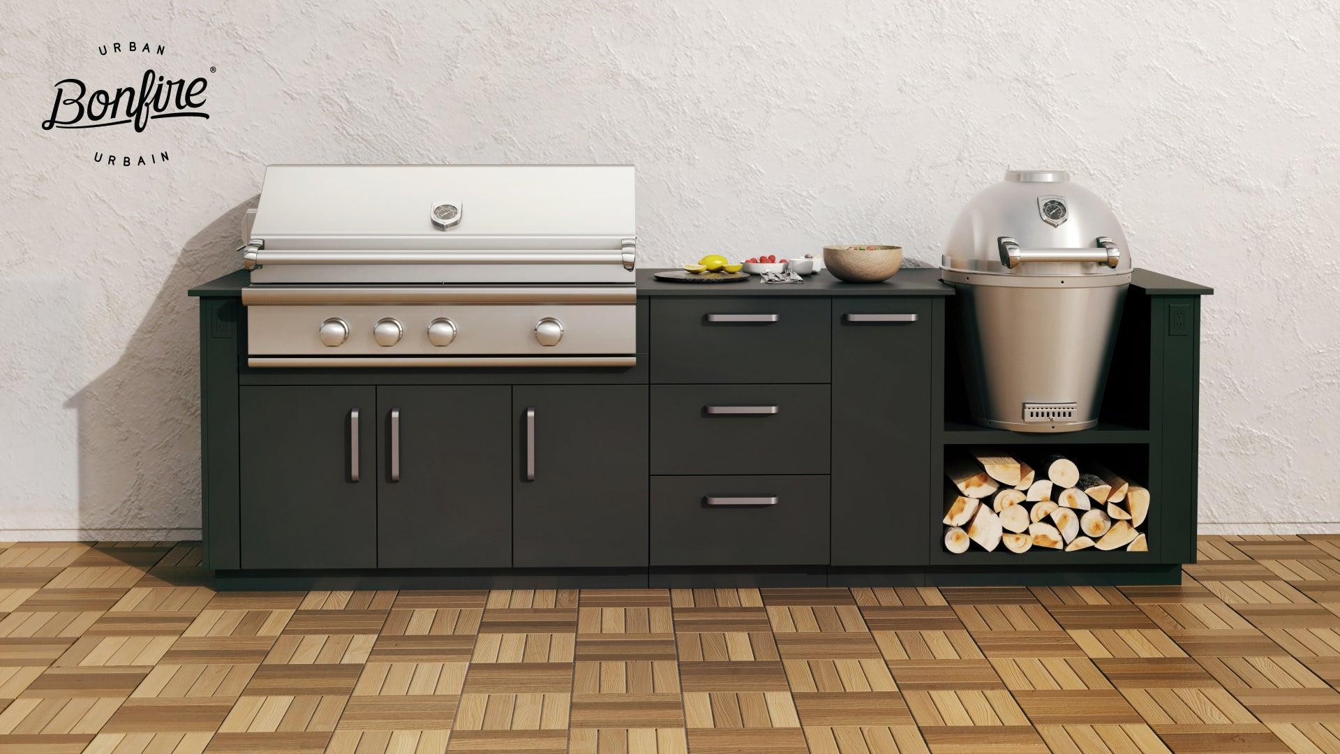 Urban Bonfire Grill and Kamado Grill with Functional Storage